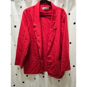 Vintage Alfred Dunner red linen single button blazer made in USA size 18